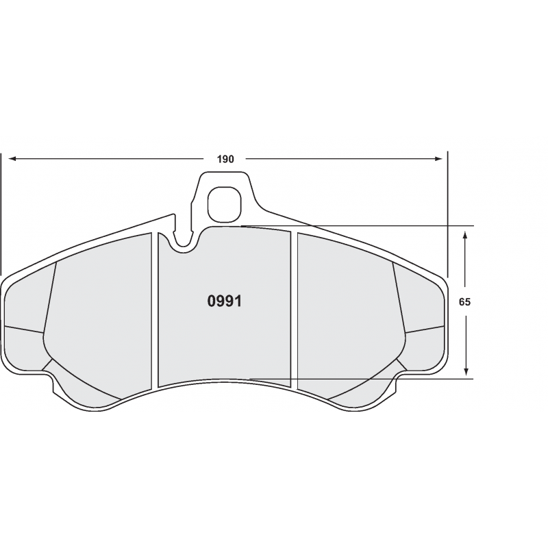 Degressive endurance compound. Race brake pads - Porsche 996 + 997
front brake pads
(radial depth = 65mm)